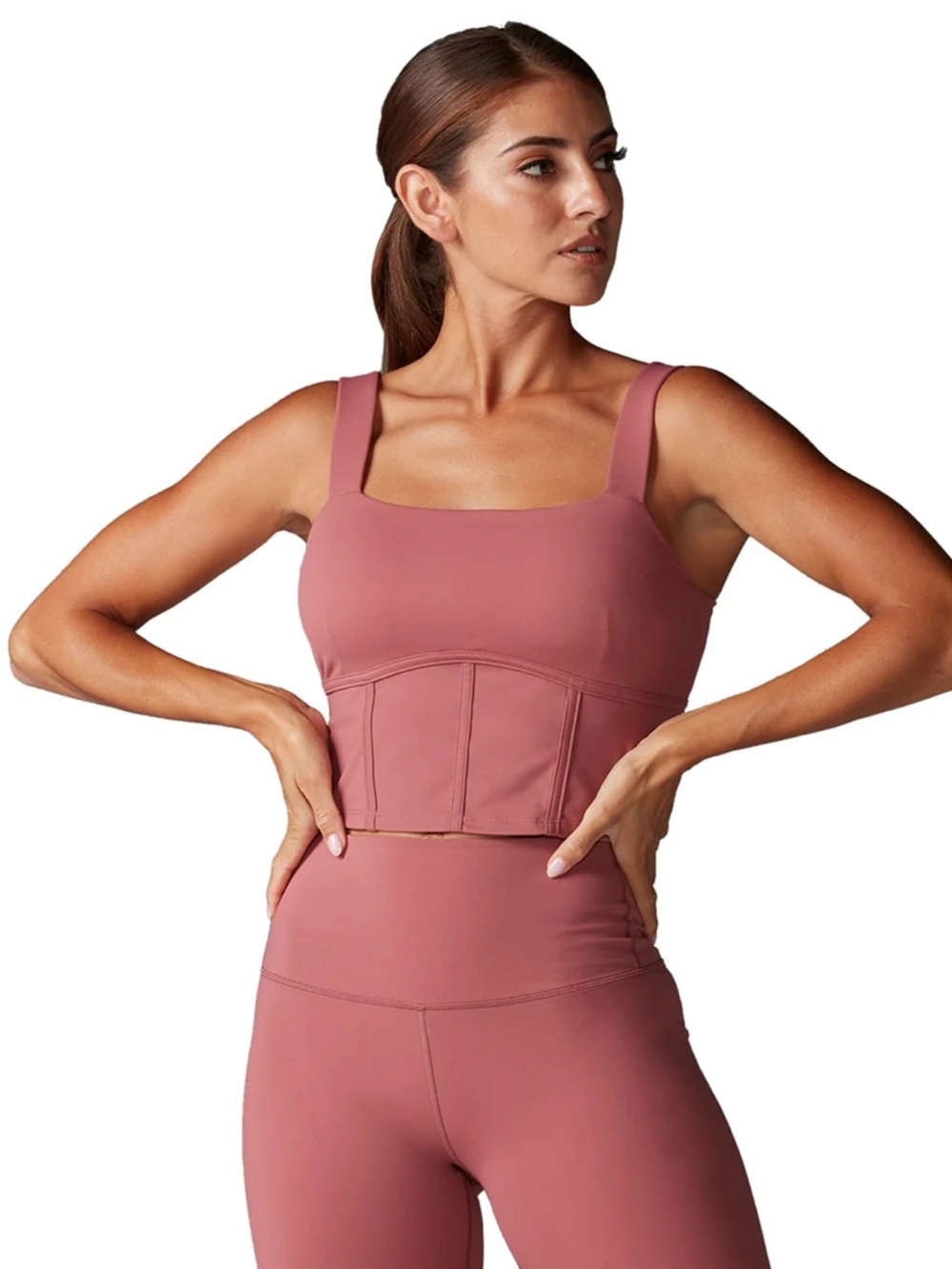 Corset-Style Crop Top in Dusty Rose